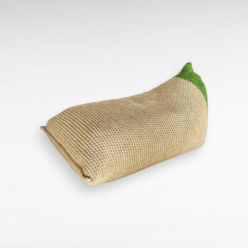 POUF ROPE NATURAL AND GREEN 150x75x70cm - Chora Mykonos