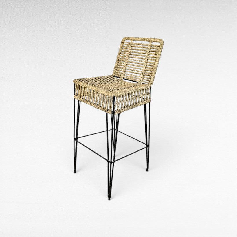 METAL & ROPE NATURAL BAR STOOL 40x50x80cm - Chora Mykonos
