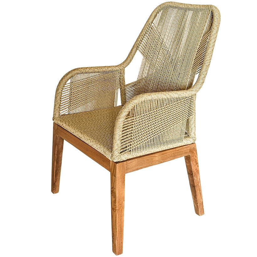 CHAIR TEAK WOOD WITH SYNTHETIC RATTAN - Chora Mykonos