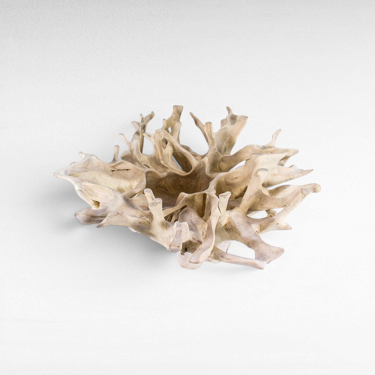TEAK WOOD BLEACHED TABLE WITH GLASS Φ150 |H78 CM