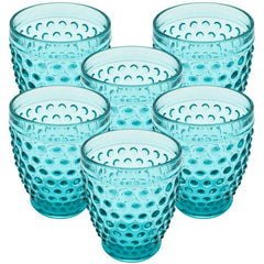 SKY BLUE BUBBLE WATER GLASS 300ML 9x9x11cm - Chora Mykonos