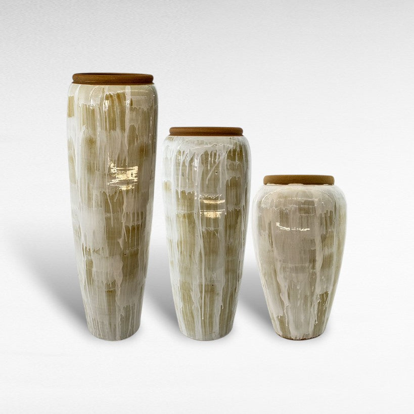 CERAMIC PLANTER WITH ENAMEL PAINTING Φ40 |Η90CM