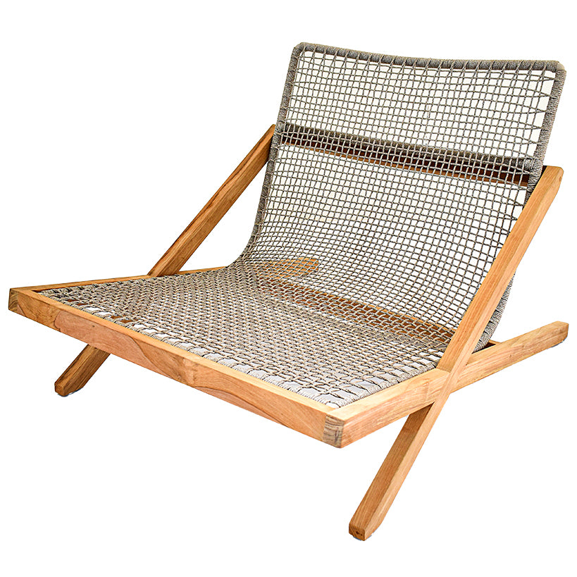 ARMLESS ALUMINIUM POWDER COATED LOUNGE CHAIR WITH TEAKWOOD BASE