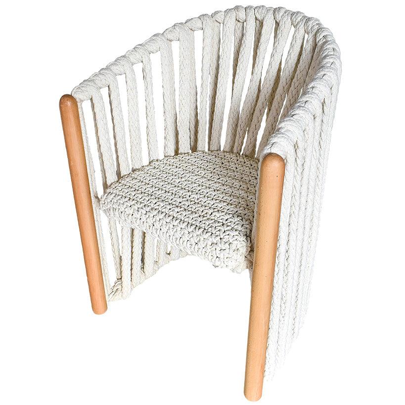 CHAIR ROPE OFF WHITE & TEAK WOOD - Chora Mykonos