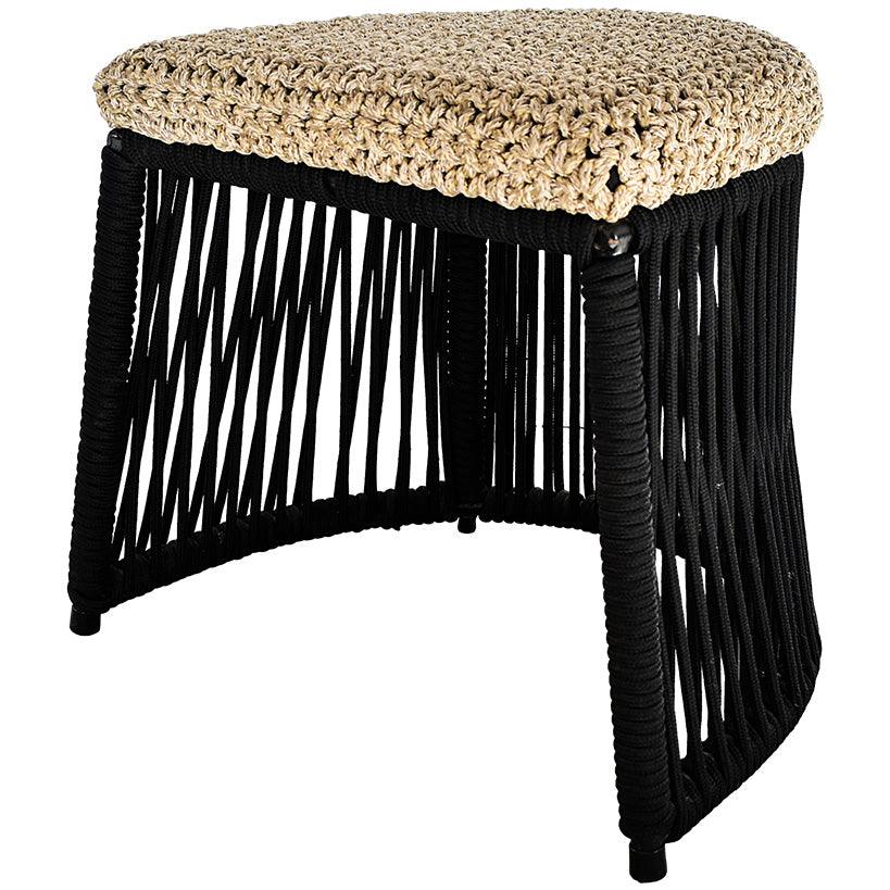 ROPE STOOL BLACK AND NATURAL - Chora Mykonos