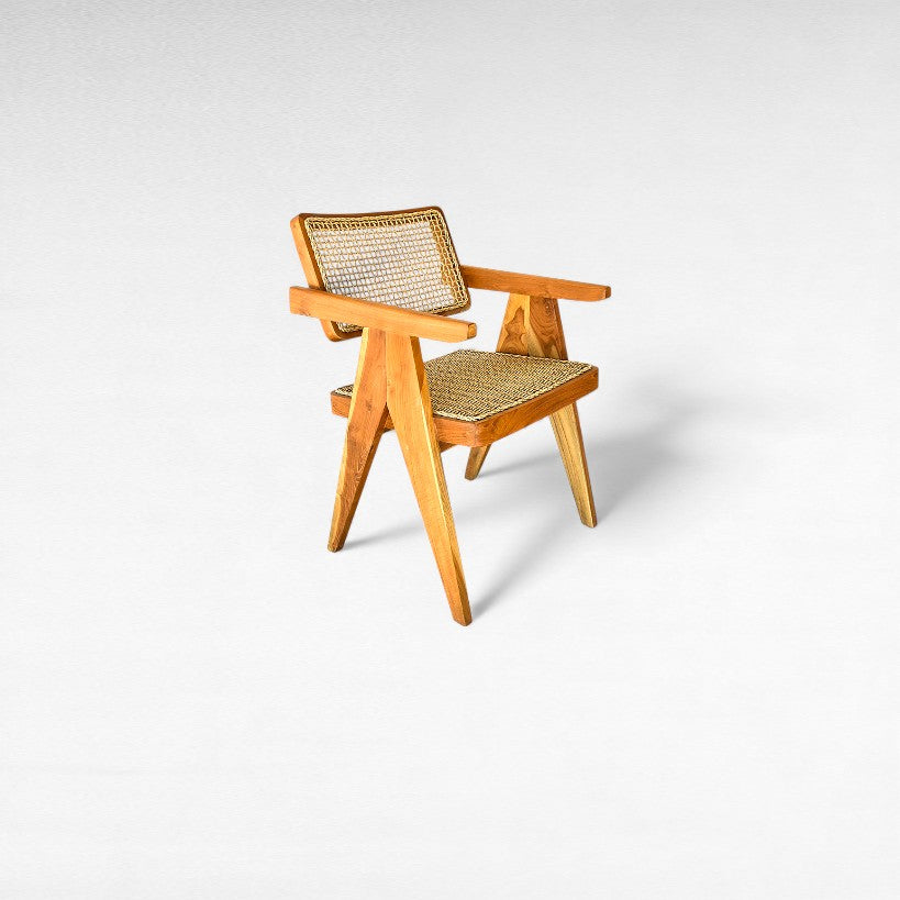 TEAK WOOD & SYNTHETIC RAFFIA DINING CHAIR W55 |D50 |H80 CM