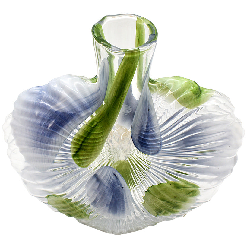 CRYSTAL VASE GREEN / BLUE PATTERN