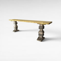 TOP OLIVE COLOR & ANTIQUE FOOT CONSOLE MONASTERE WITH DURIAN WOOD - Chora Mykonos