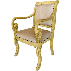 OLIVE COLOR LINEN CHAIR WITH CEDAR WOOD - Chora Mykonos