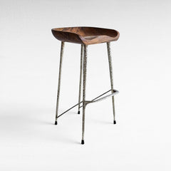 BAR STOOL TEAK WOOD & STAINLESS STEEL - Chora Mykonos
