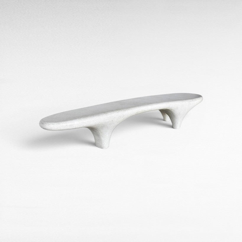 FIBER AND CEMENT HIGH HEEL DIRTY WHITE BENCH - Chora Mykonos