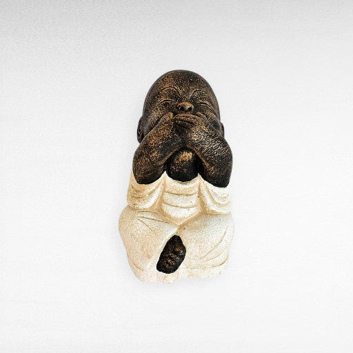 BLIND-DEAF-MUTE SET OF 3 SHAOLINS WHITE H.20 CM - Chora Mykonos