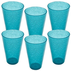 TURQUOISE SYNTHETIC CRYSTAL DRINK GLASS 9x9x14cm - Chora Mykonos