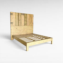 HEAD BOARD & BED OLIVE COLOR & TEAK WOOD 205x205/185x185 - Chora Mykonos