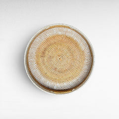 TRAY WHITE AND NATURAL SMALL SET OF 3 - Chora Mykonos