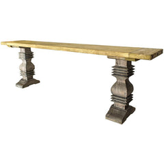 TOP OLIVE COLOR & ANTIQUE FOOT CONSOLE MONASTERE WITH DURIAN WOOD - Chora Mykonos