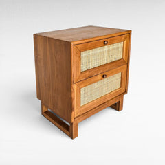 BEDROOM SIDE TABLE WITH VIENNESE RATTAN - Chora Mykonos