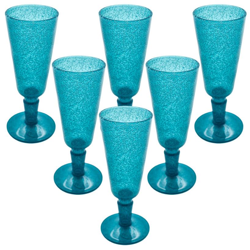 TURQUOISE SYNTHETIC CRYSTALFLUTE GLASS 8x8x18cm - Chora Mykonos