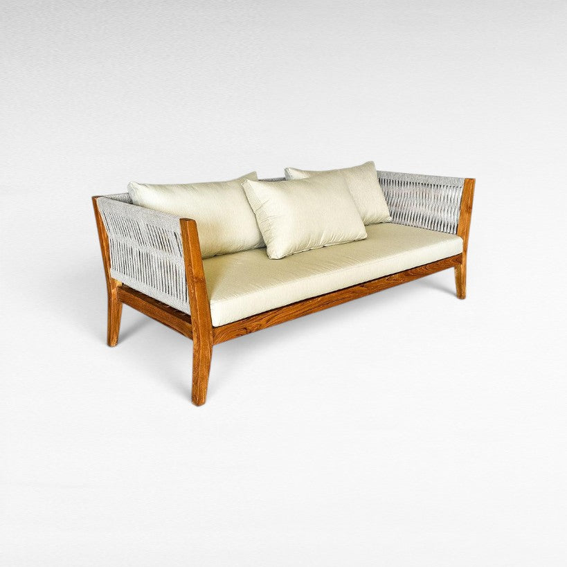 SOFA JERMAN LIGHT GREY ROPE 200x80x75cm - Chora Mykonos