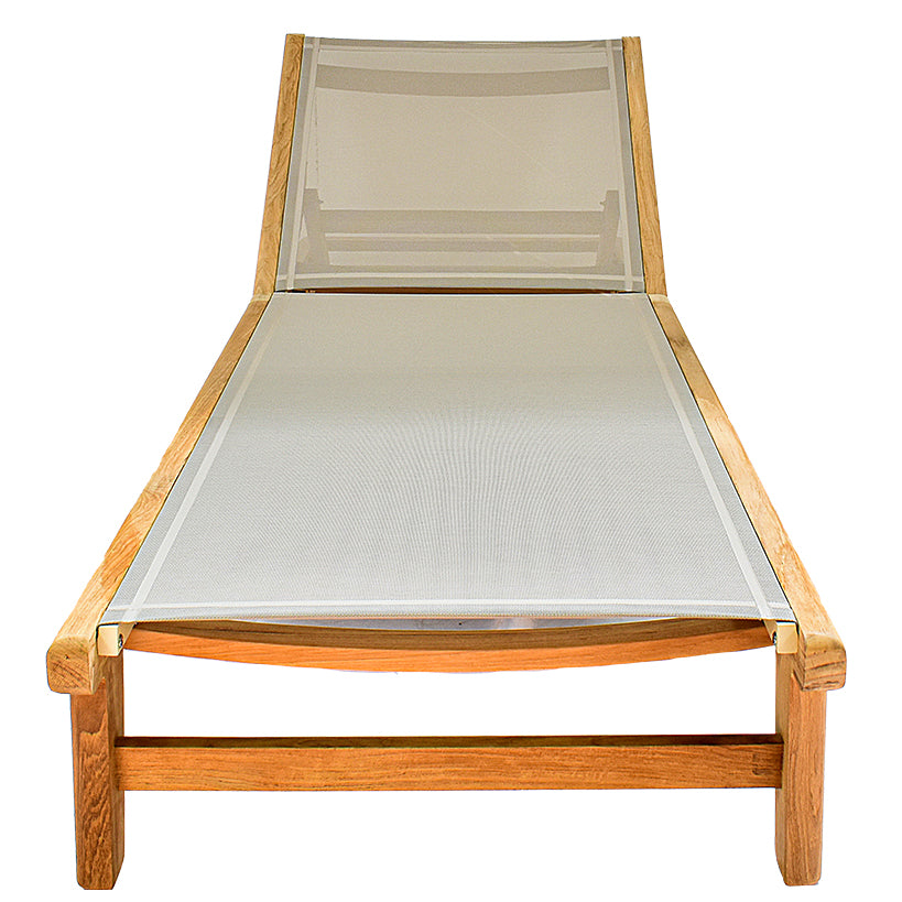 ALUMINIUM SUNBED POWDER COATED WITH NATURAL TEAK WOOD