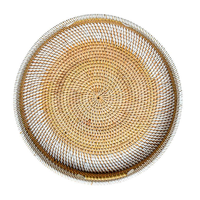 TRAY WHITE AND NATURAL SMALL SET OF 3 - Chora Mykonos