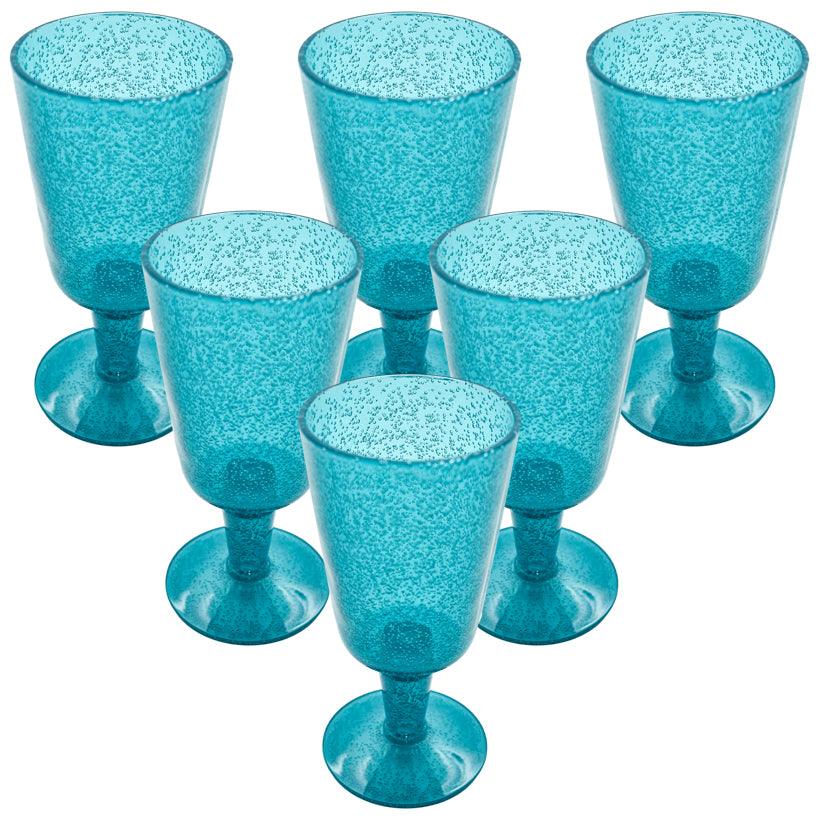 TURQUOISE SYNTHETIC CRYSTAL WINE GLASS 8x8x16cm - Chora Mykonos