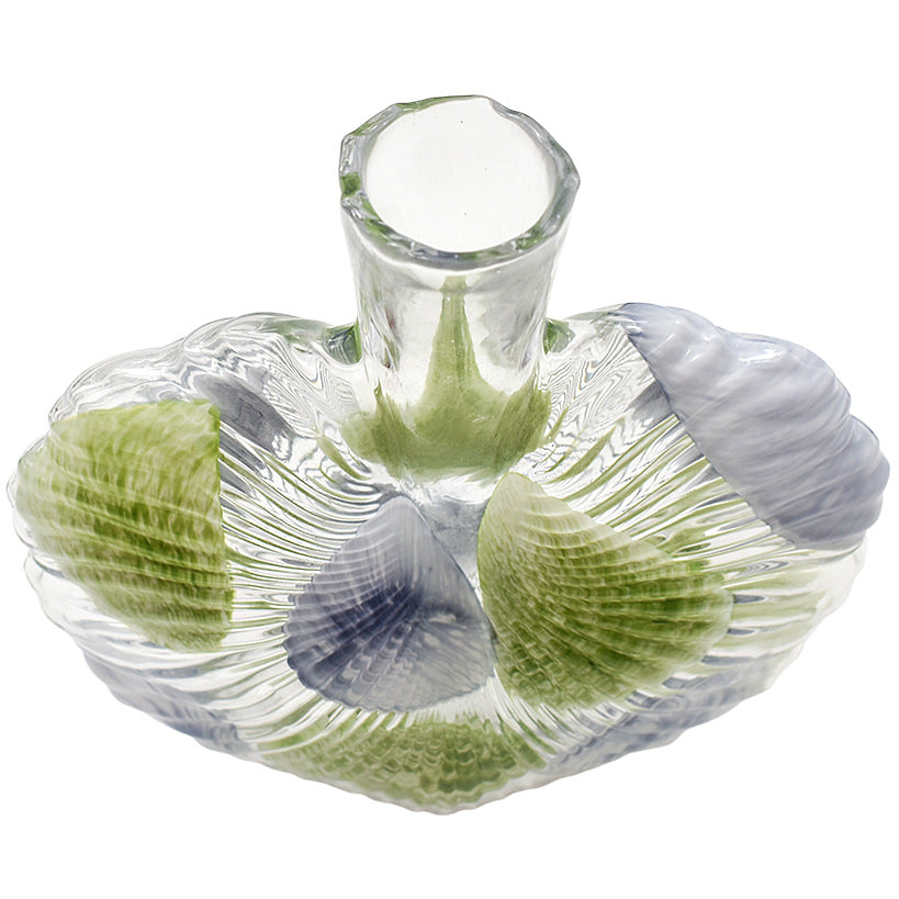 CRYSTAL GREEN / BLUE PATTERN VASE