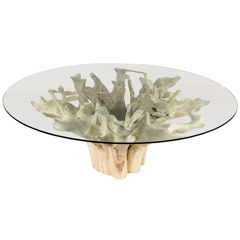 ROOT DINING TABLE WITH GLASS 150 X 150