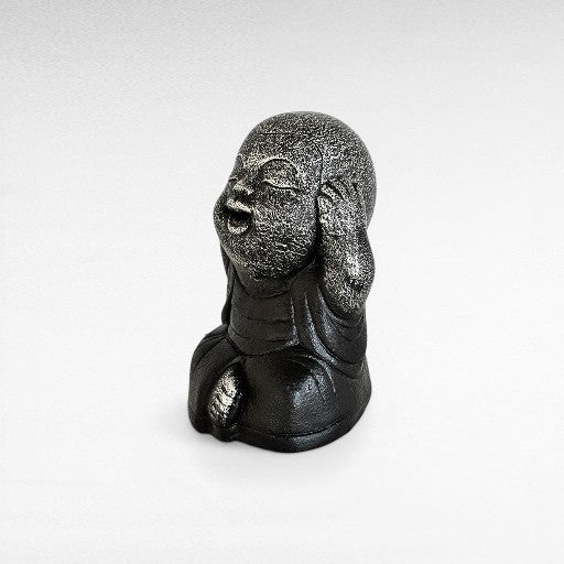 BLIND-DEAF-MUTE SET OF 3 SHAOLINS SILVER & BLACK H.20 CM - Chora Mykonos
