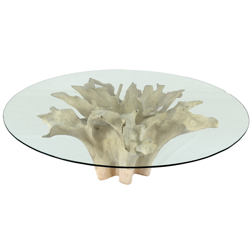 ROOT DINING TABLE WITH GLASS 150 X 150