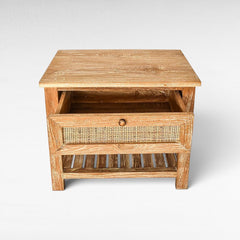 BEDROOM SIDE TABLE WITH VIENNESE RATTAN 60x40x50cm - Chora Mykonos