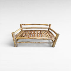 SOFA TEAK WOOD BLEACHED WITH MATRESS 160x100x80cm - Chora Mykonos