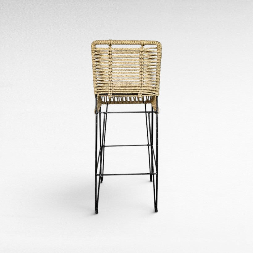 METAL & ROPE NATURAL BAR STOOL 40x50x80cm - Chora Mykonos