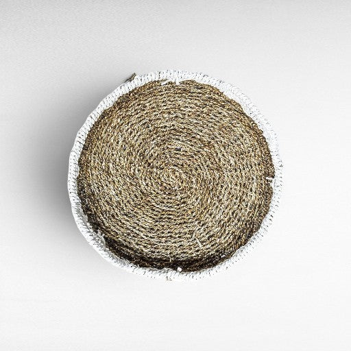 TRAY NATURAL AND WHITE SET OF 3 - Chora Mykonos