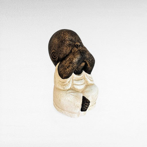 BLIND-DEAF-MUTE SET OF 3 SHAOLINS WHITE H.20 CM - Chora Mykonos