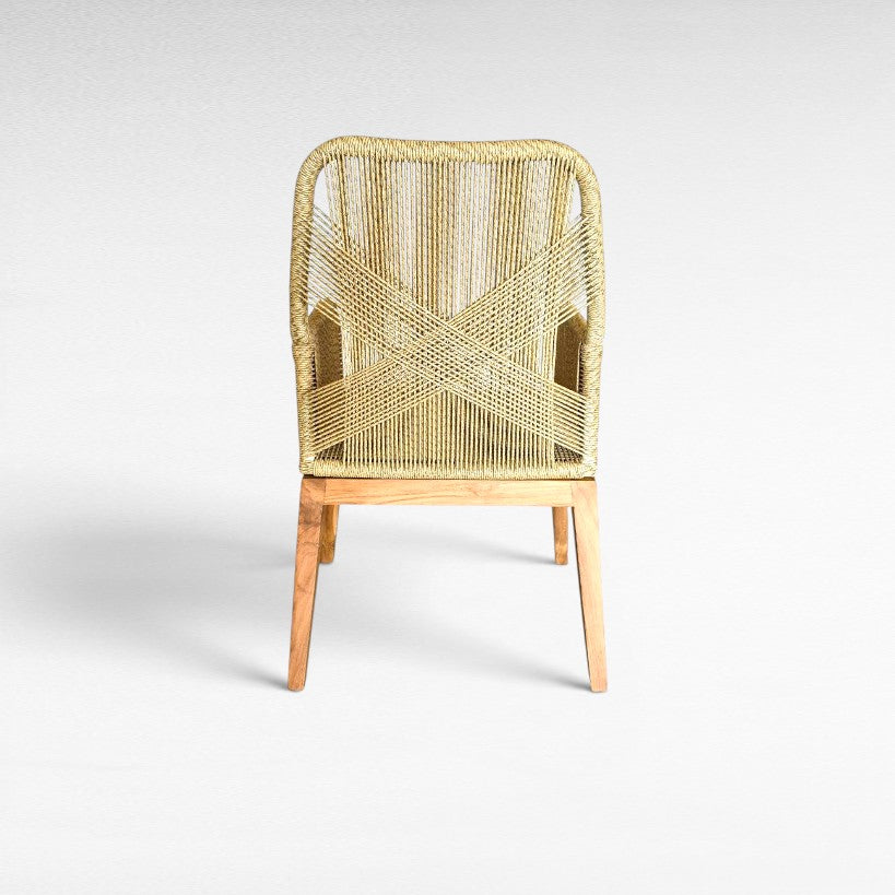 CHAIR TEAK WOOD WITH SYNTHETIC RATTAN - Chora Mykonos