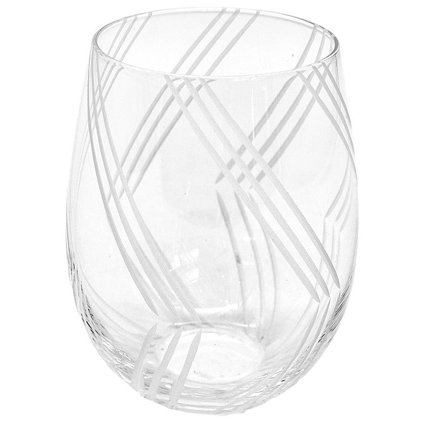 CARVED WATER GLASS 500ML 10x10x13cm - Chora Mykonos