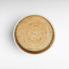 TRAY WHITE AND NATURAL SMALL SET OF 3 - Chora Mykonos