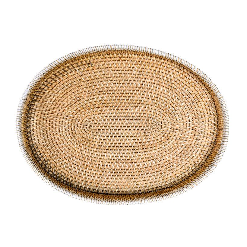 TRAY OVAL RATTAN SET OF 3 - Chora Mykonos