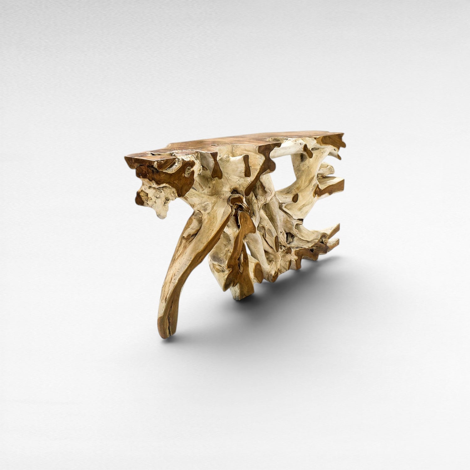 TEAK WOOD ROOT WITH GLASS BLEACHED & NATURAL COLOR W180 |D40 |H80 CM