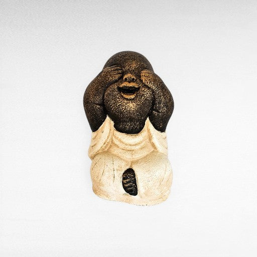 BLIND-DEAF-MUTE SET OF 3 SHAOLINS WHITE H.20 CM - Chora Mykonos