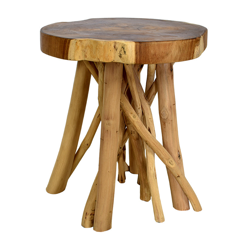 TEAK WOOD NATURAL SIDE TABLE W40 |D40 |H45 CM