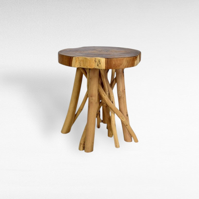 TEAK WOOD NATURAL SIDE TABLE W40 |D40 |H45 CM
