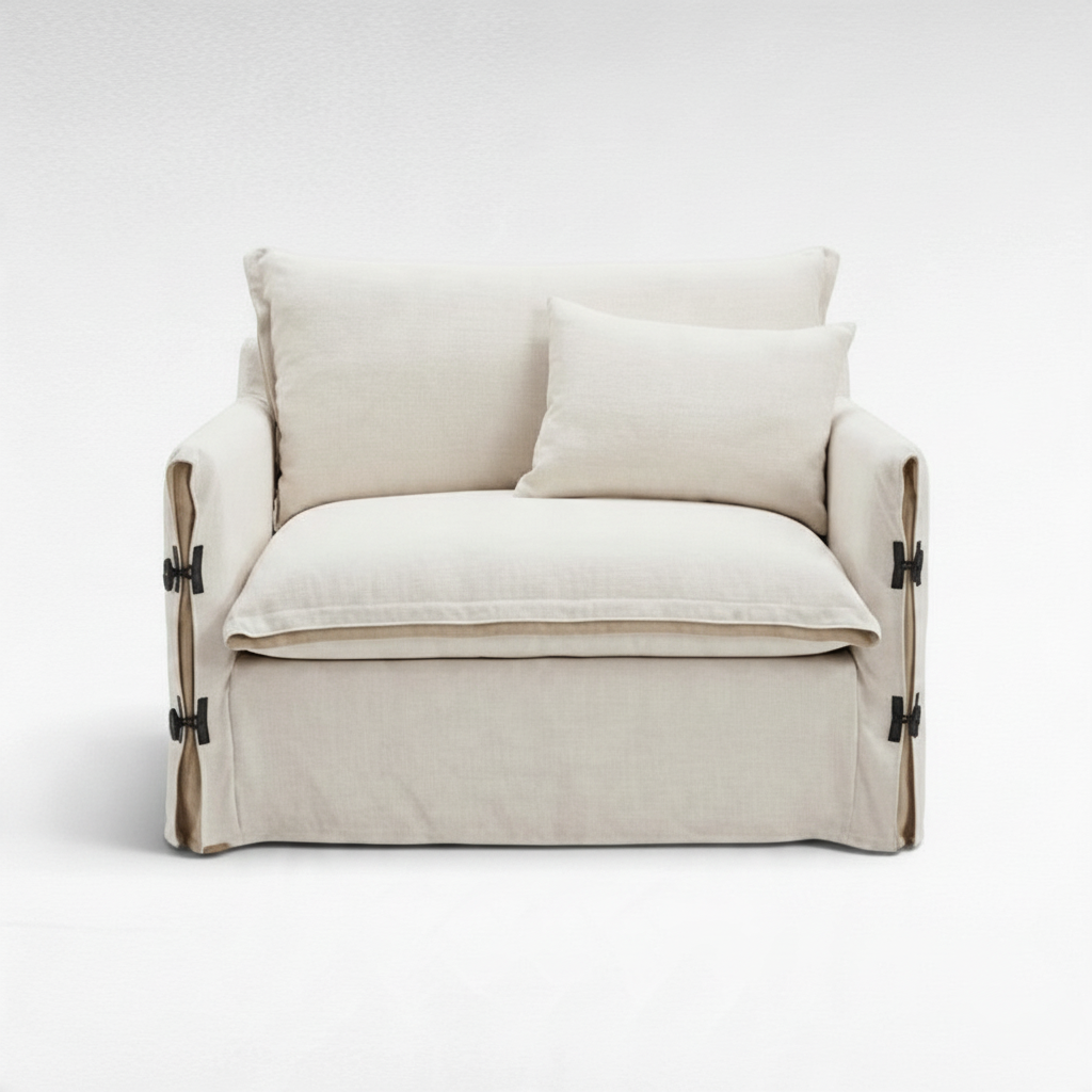 SOFA 2 SEATS WHITE LINEN W130 |D100 |H85 CM