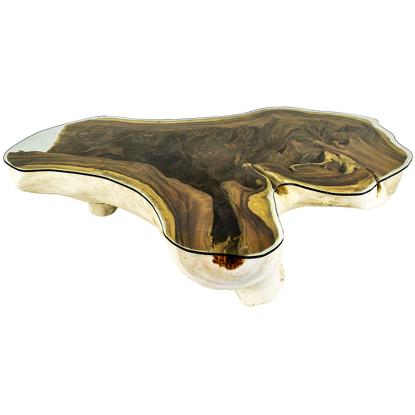 Suar Coffee Table – Elegant Glass Top Design