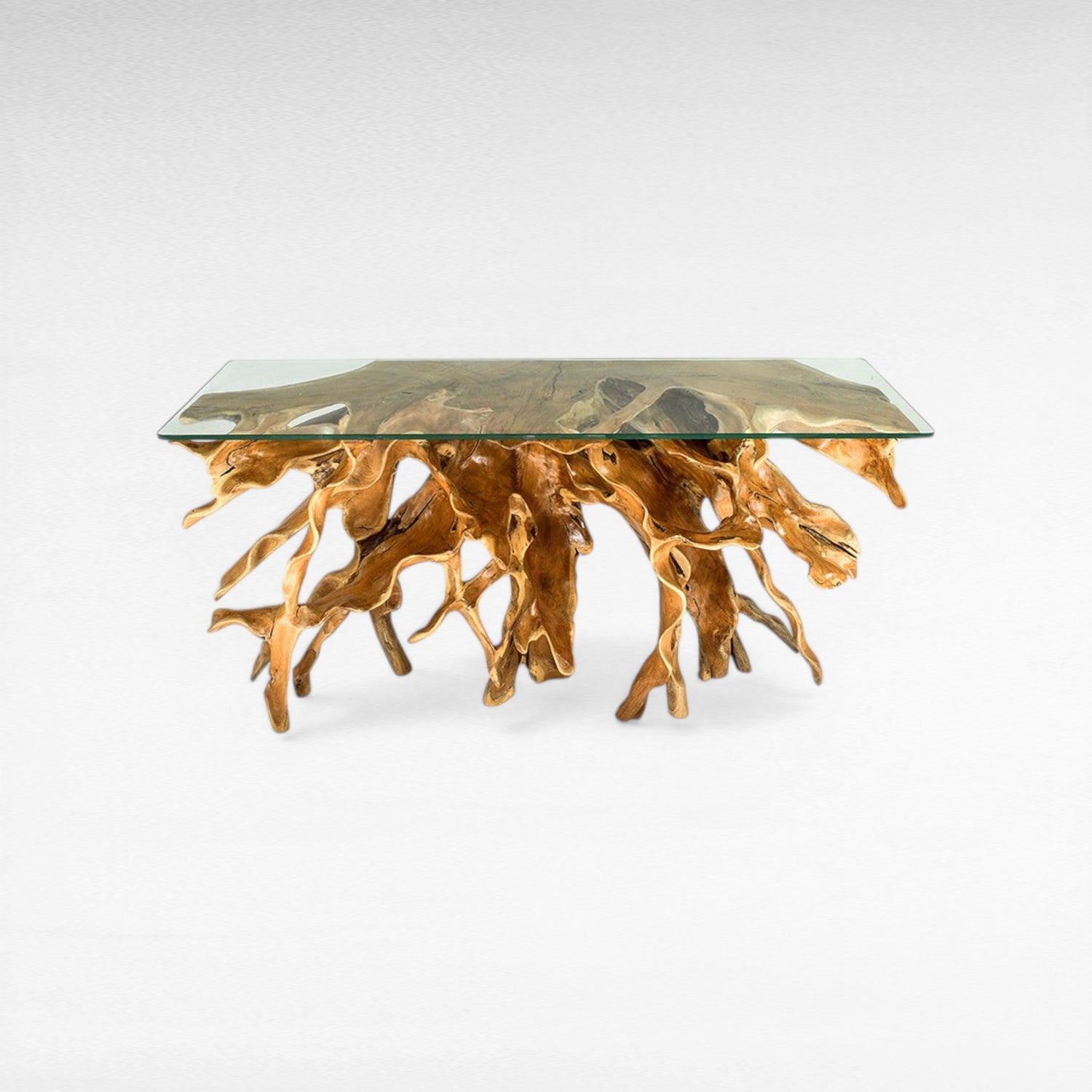 TEAK WOOD ROOT WITH GLASS NATURAL COLOR W150 |D43 |H80 CM