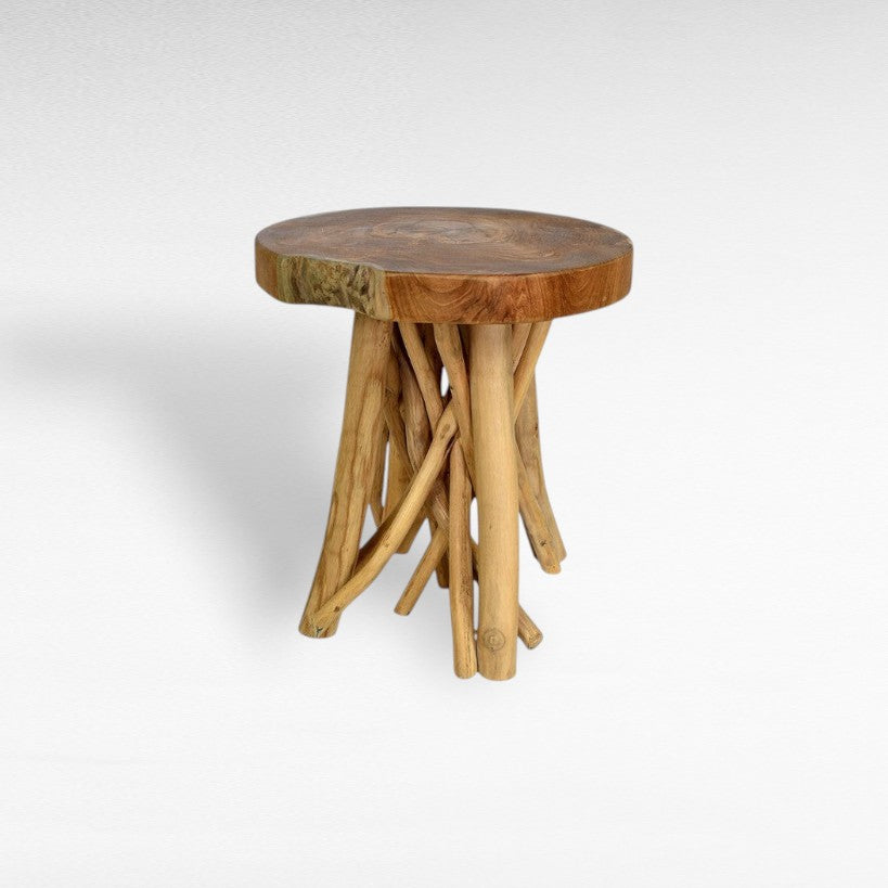 TEAK WOOD NATURAL SIDE TABLE W40 |D40 |H45 CM