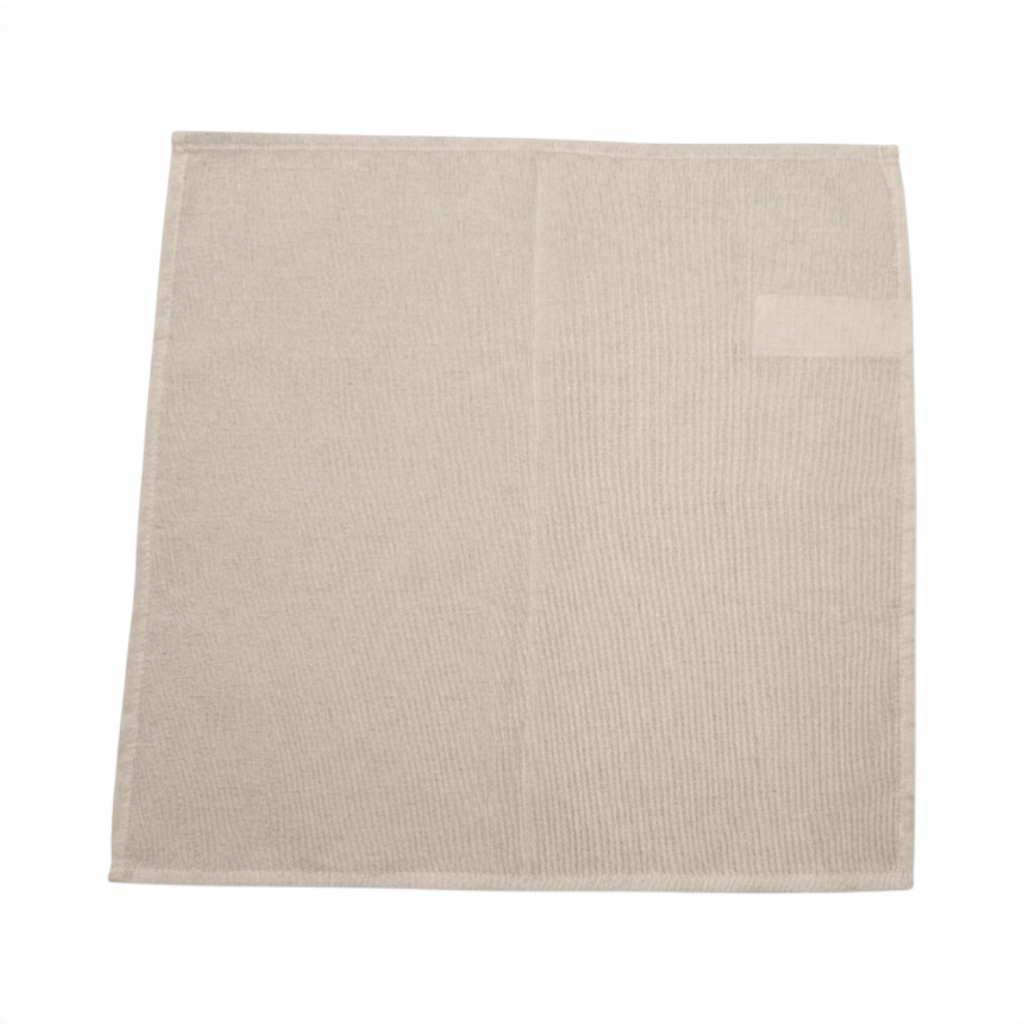 Chora Barefoot Luxury Living cream cotton napkin with a subtle ribbed texture, square shape, set of four