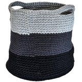 HANDMADE COTTON LAUNDRY BASKET TONES OF GREY - Chora Mykonos