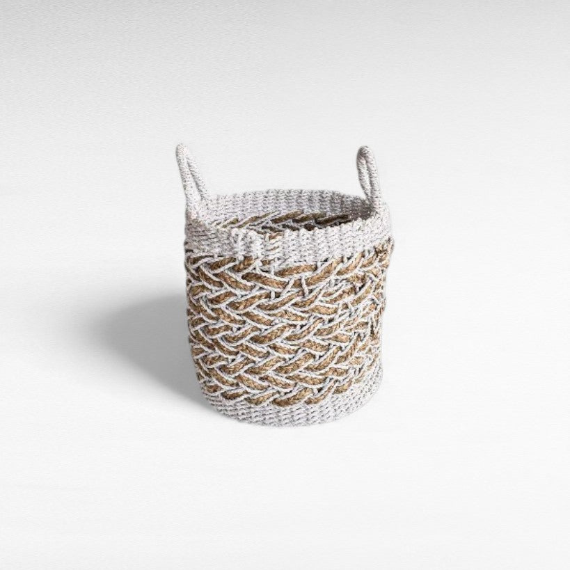 BASKETS GRASS NATURAL & WHITE SET OF 3